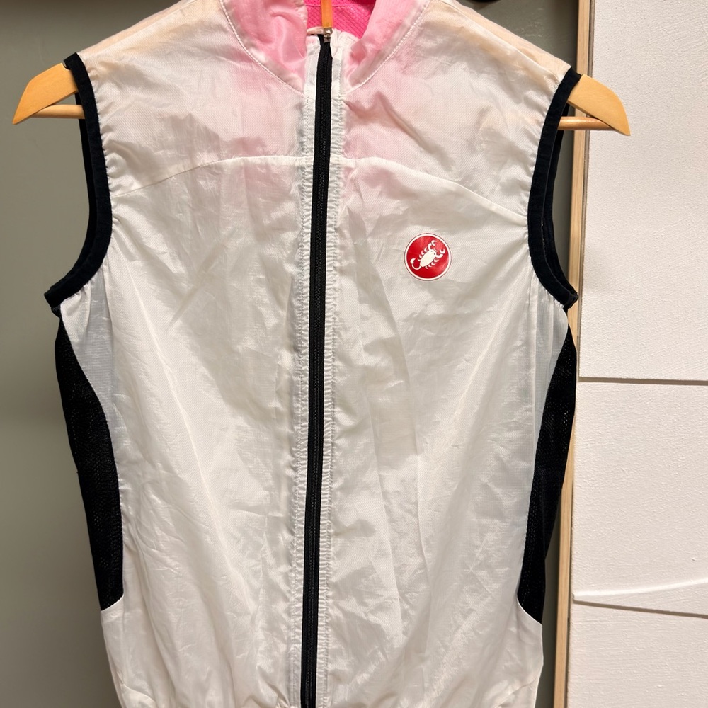 Castelli Cycling Wind Vest White/Pink Sleeveless - Size M
